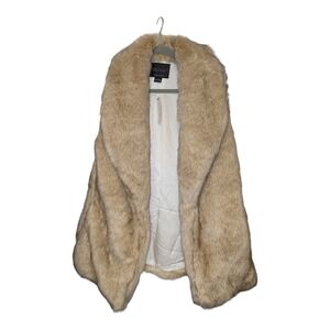 Sanctuary Sold By Anthropology Faux Fur Draped Open Front Vest Neutral NWT M